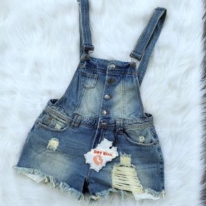 Denim short overalls